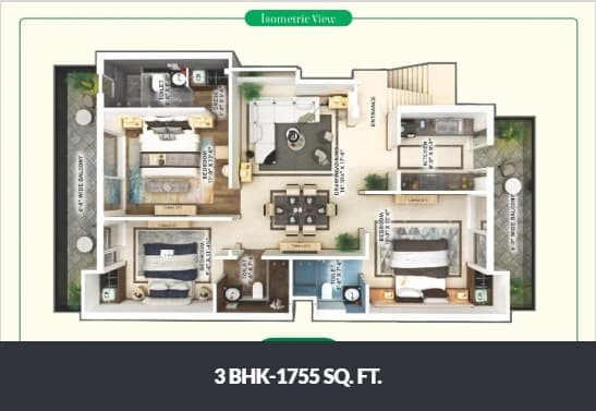 3 BHK - 1755 Sq. Ft.