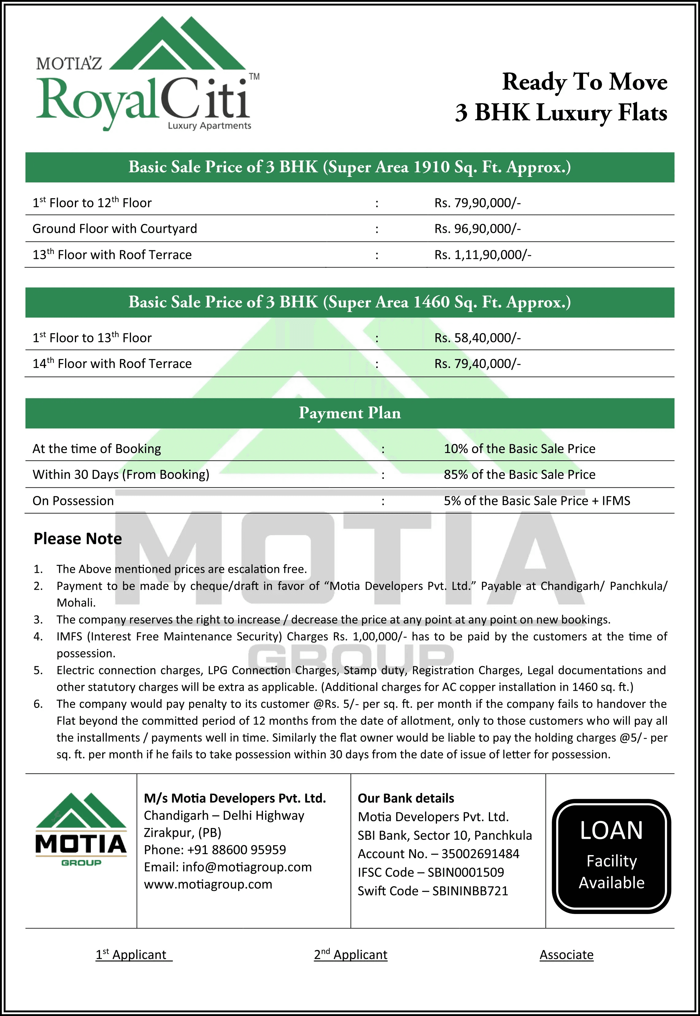 Motiaz Royal Citi Payment Plan